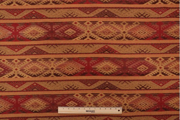 Rochelle Multi Woven Chenille Tapestry Upholstery Fabric In Spice