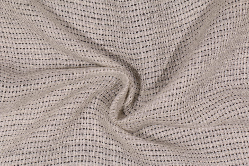 Woolen Rib Italian Made Wool Sheer Drapery Fabric in Zinc 122 wide