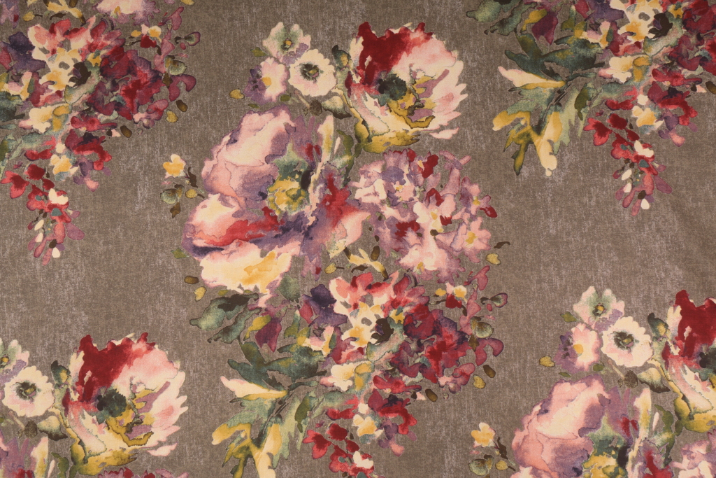 Mill Creek Rites of Spring Printed Cotton Drapery Fabric in Mixed Berry