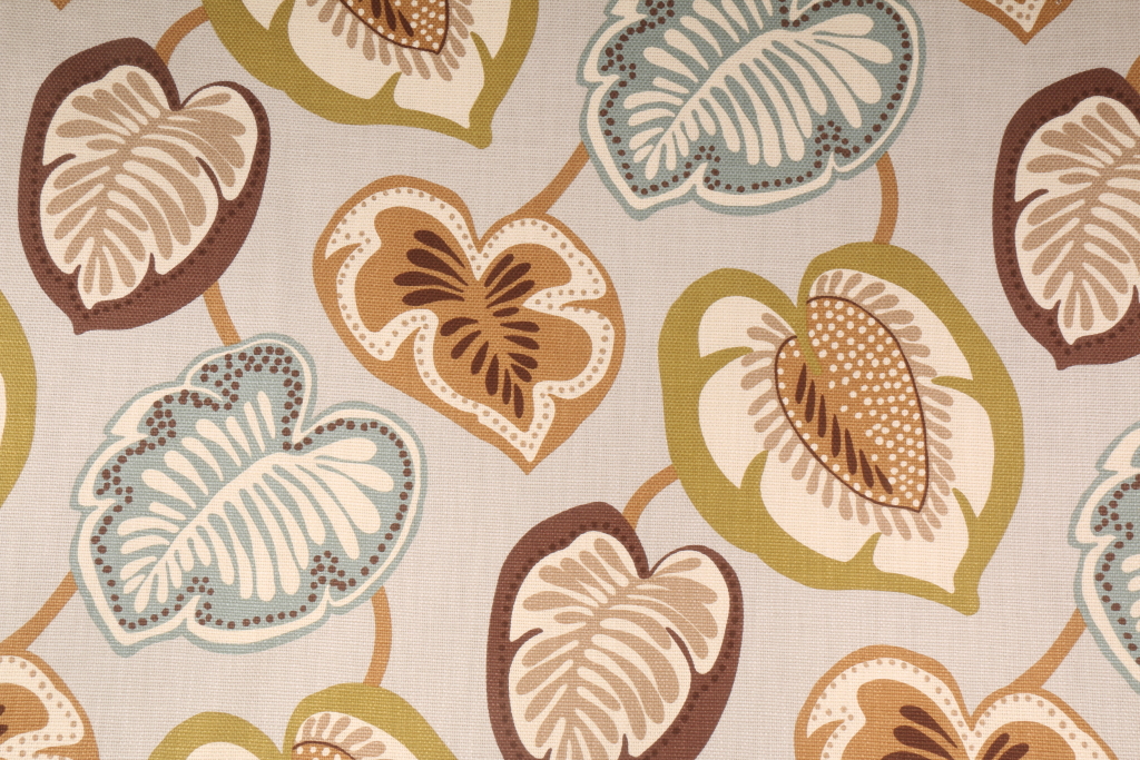 1.38 Yards Kaufmann Hosta Printed Cotton Drapery Fabric in Pewter