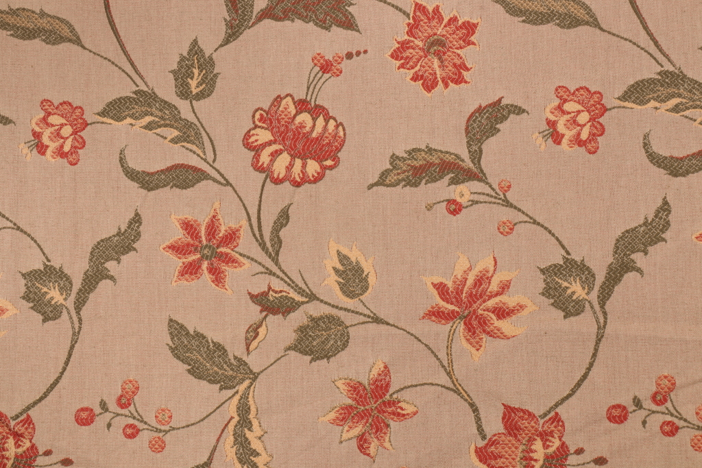 Floral Woven Tapestry Upholstery Fabric In Rustic 1149