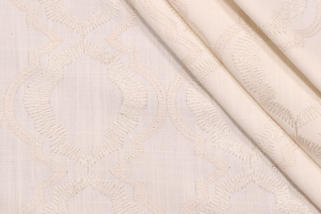 1 Yards Valiant Fabrics Barrister Embroidered Drapery Fabric in Avalanche