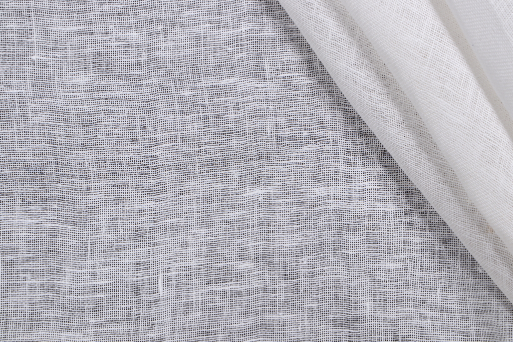 Sample of Braemore Dune Sheer Linen Drapery Fabric in OffWhite