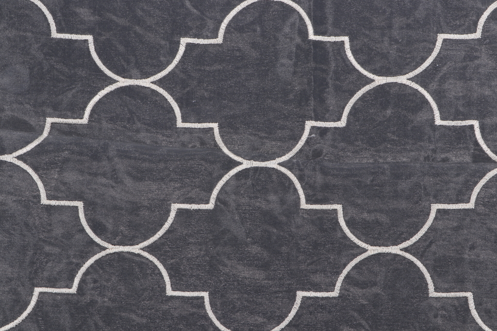 1.88 Yards Arabesque Sheer Embroidered Drapery in White 116 Wide
