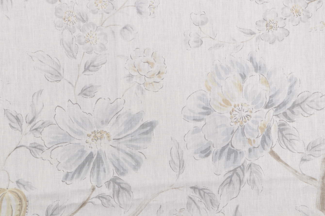 2.63 Yards Kravet Errington Printed Linen Drapery Fabric in Sterling