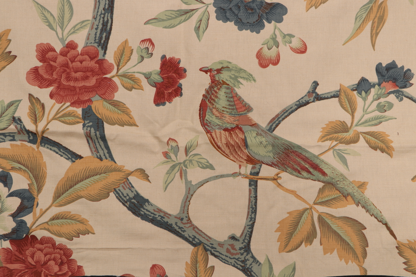 .75 Yards Scalamandre Faisan Printed Linen Drapery Fabric in Rust