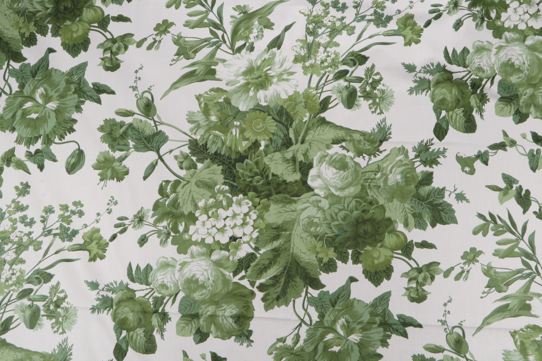 2.88 Yards Scalamandre Floral Printed Cotton Drapery Fabric in Green