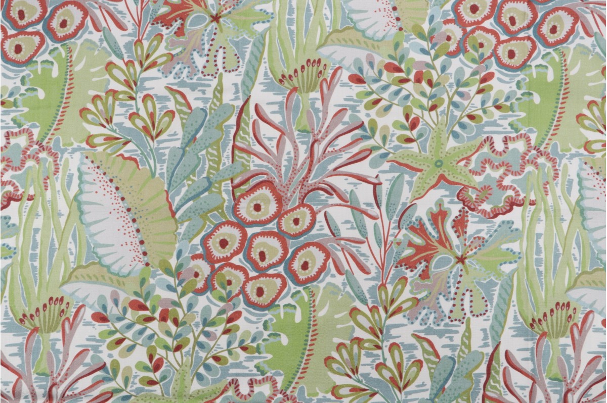 Hamilton Delray Printed Cotton Drapery Fabric in Aqua