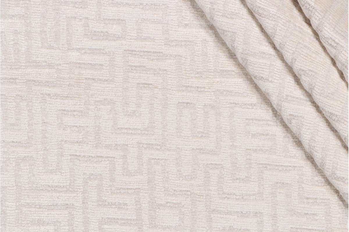 4.88 Yards Richloom Corinthian Woven Chenille Upholstery Fabric in Salt