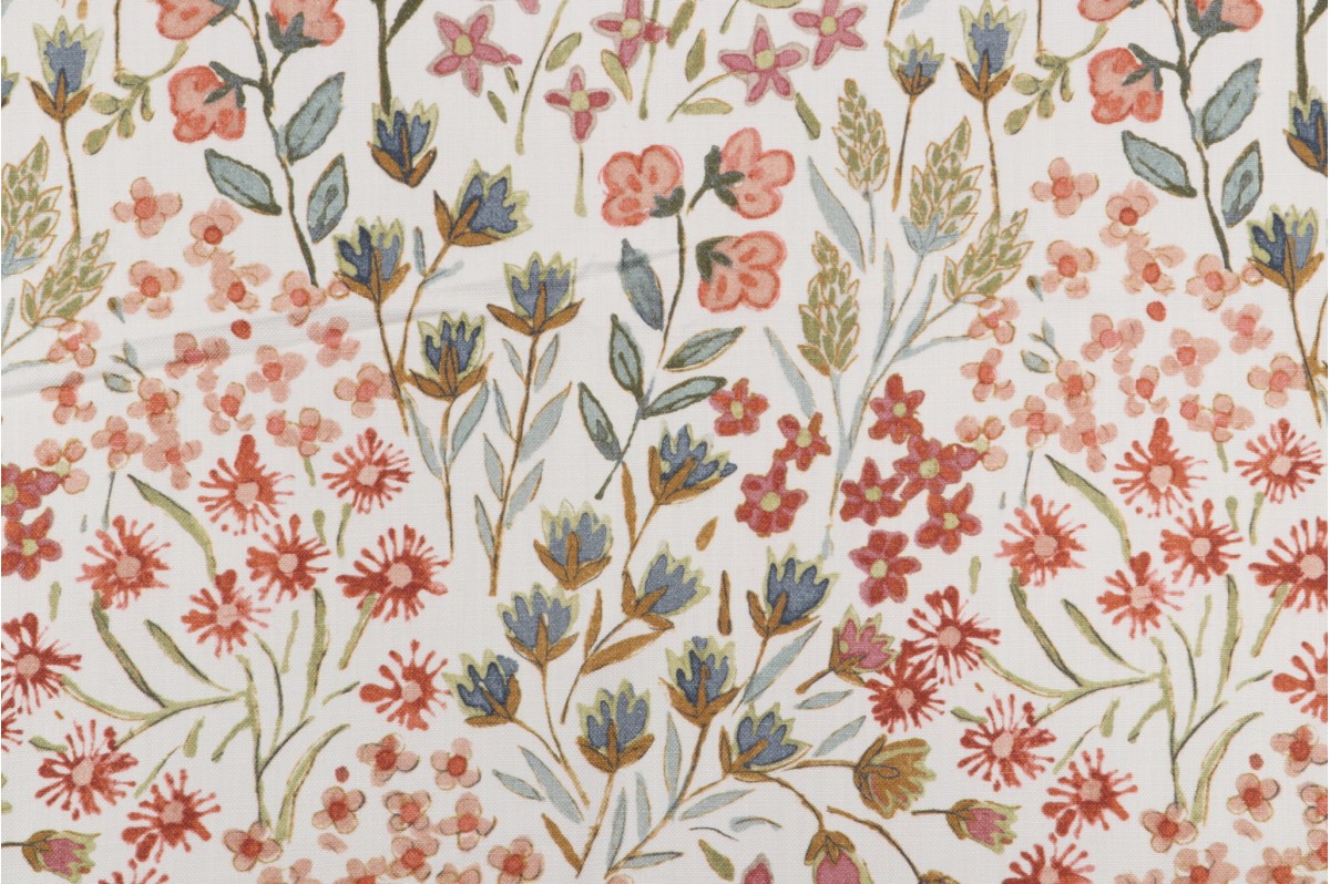 2.75 Yards Richloom Lucinda Printed Cotton Drapery Fabric in Folklore