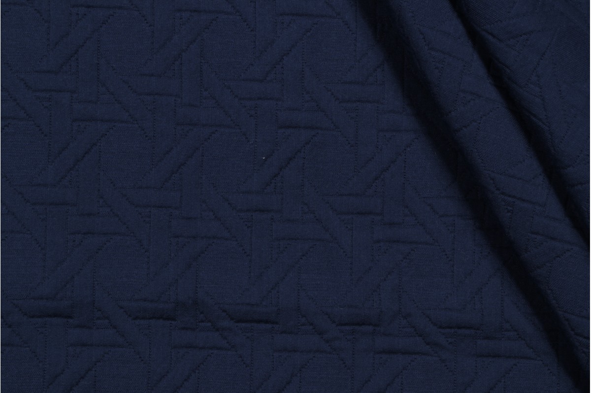 .88 Yards Scalamandre Matelasse Upholstery Fabric in Midnight Blue