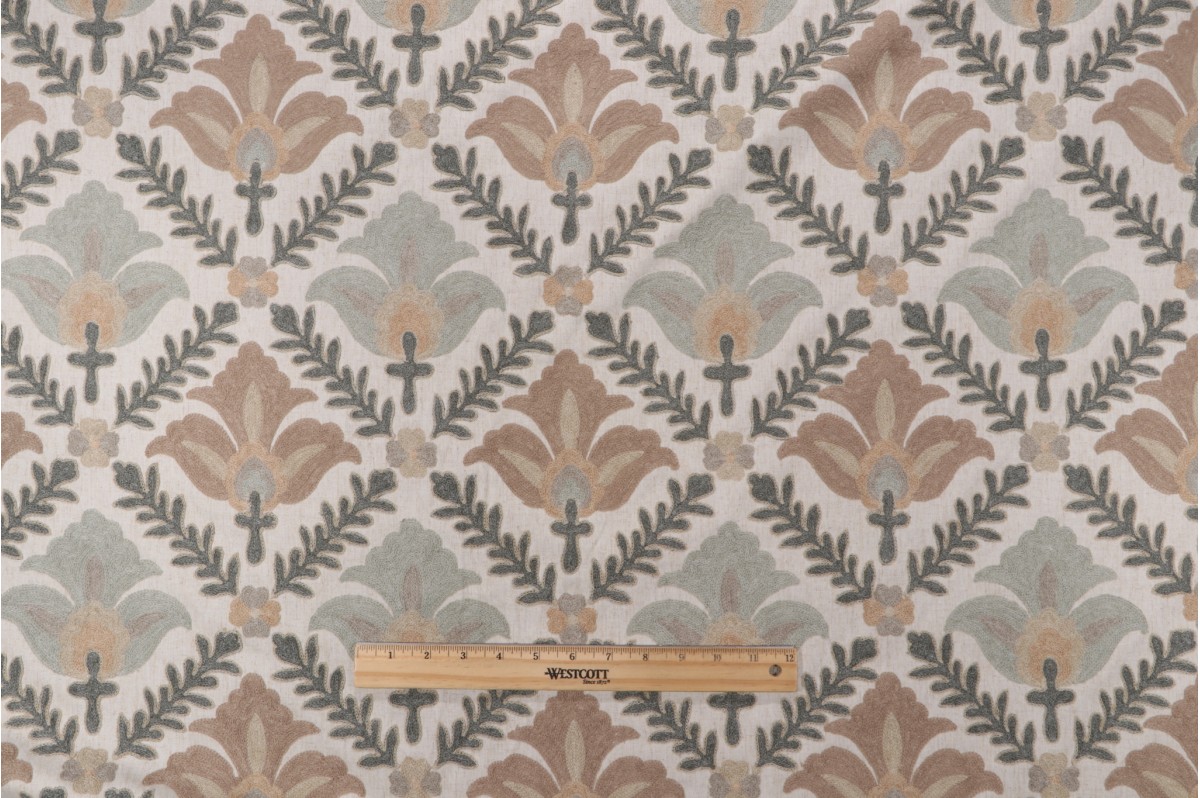 P Kaufmann Angeline Crewel Embroidered Drapery Fabric in Celadon 60.95