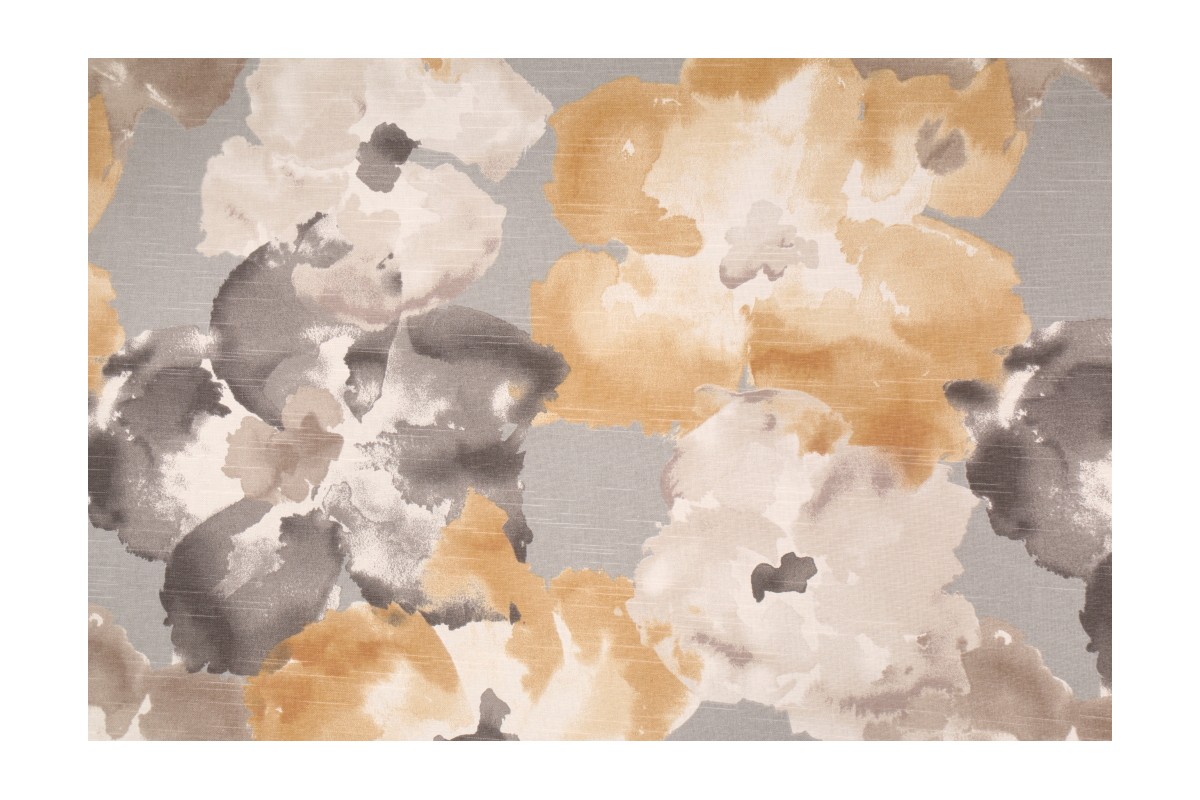 Robert Allen Aptura Floral Printed Cotton Drapery Fabric in Amber