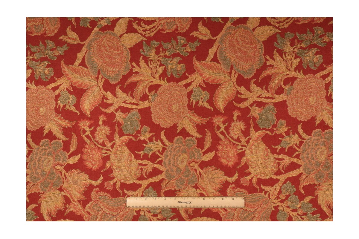 1.6 Yards Robert Allen Tapestry Upholstery Fabric in Brick