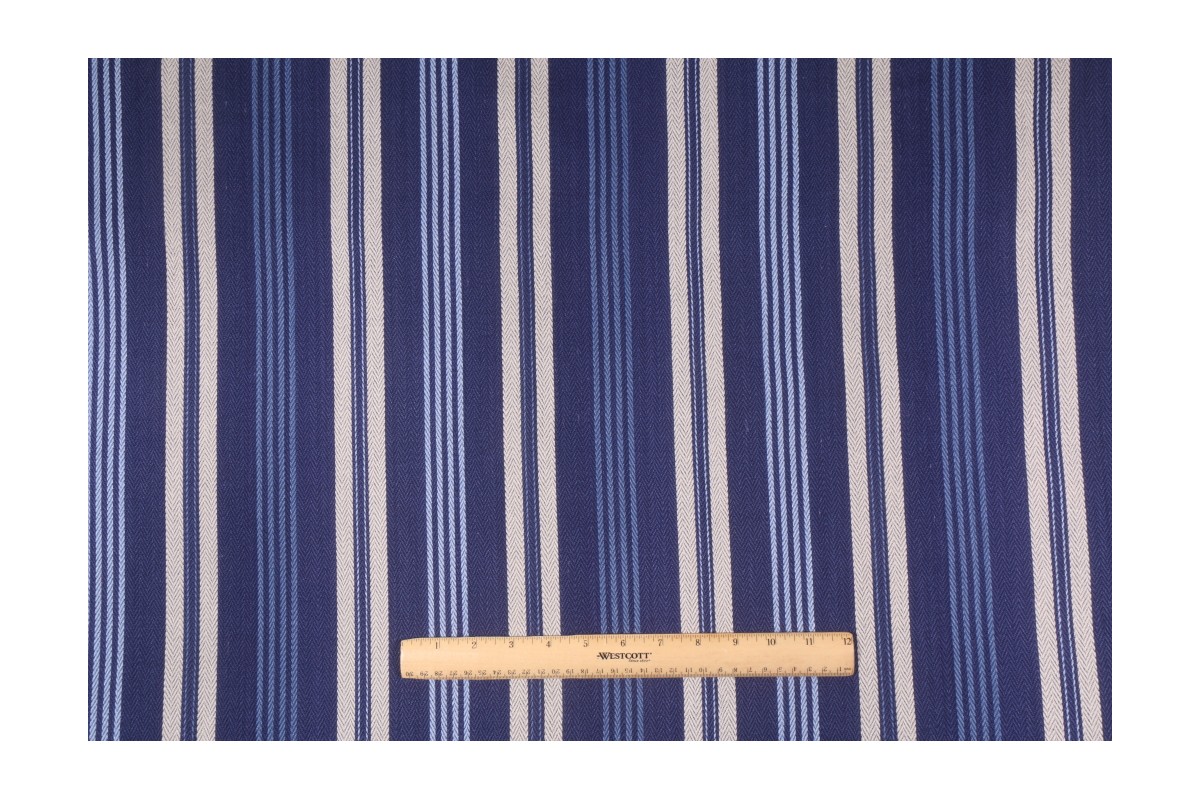 Braemore Coastal View Woven Stripe Decorator Fabric in Indigo