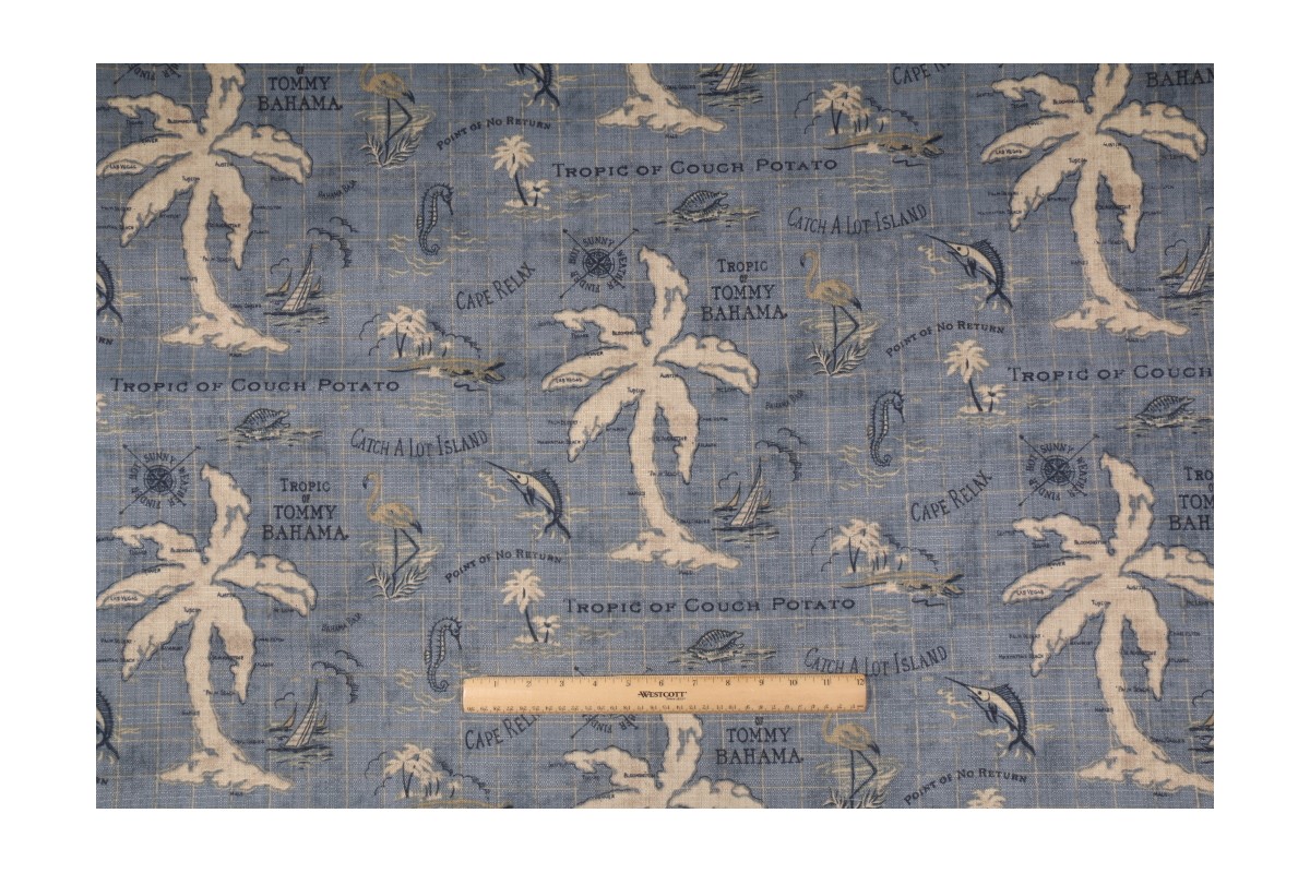 Tommy Bahama Island Song Printed Poly Outdoor Fabric in Ocean