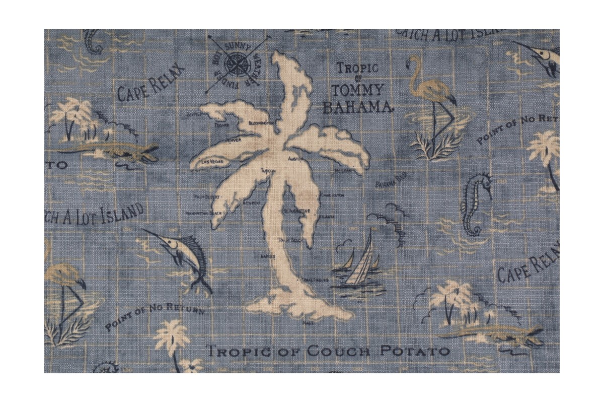 Tommy Bahama Island Song Printed Poly Outdoor Fabric in Ocean