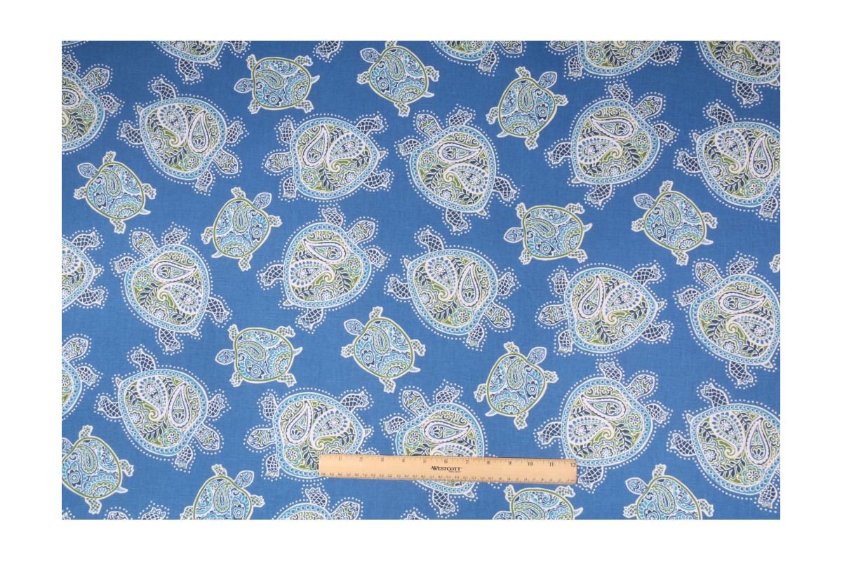 Tommy Bahama Tranquil Turtles Printed Cotton Drapery Fabric in Peninsula