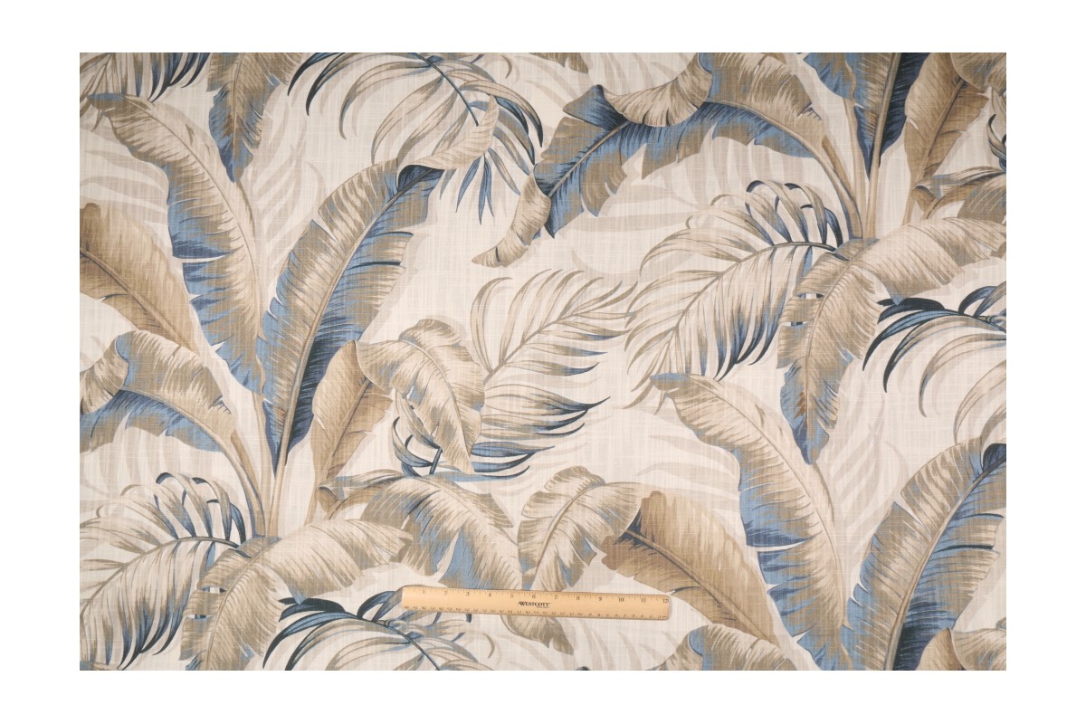 Tommy Bahama Palmiers Printed Slubbed Cotton Drapery Fabric in Rip Tide