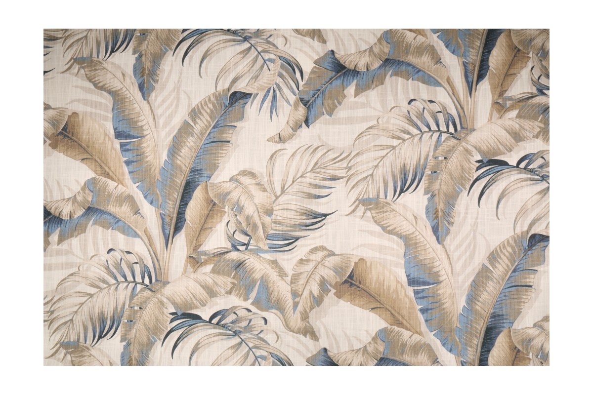 Tommy Bahama Palmiers Printed Slubbed Cotton Drapery Fabric in Rip Tide