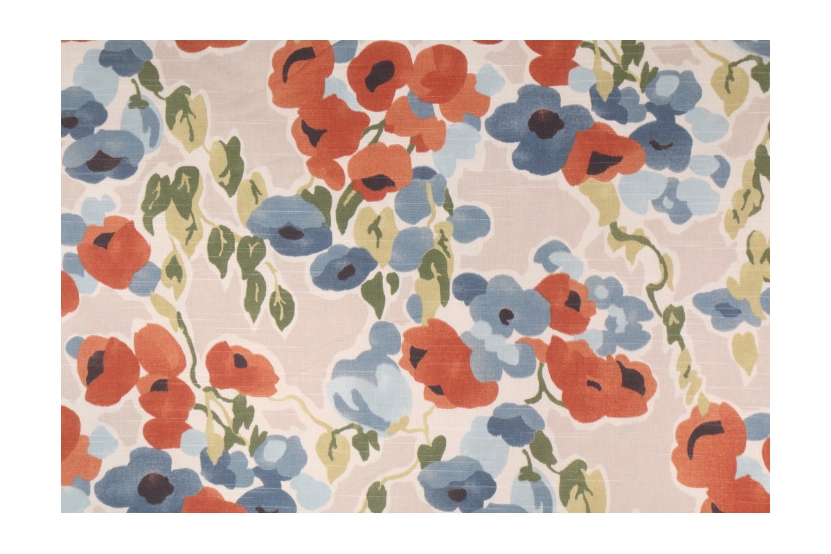 Robert Allen Fresh Bouquet Printed Cotton Drapery Fabric in Persimmon