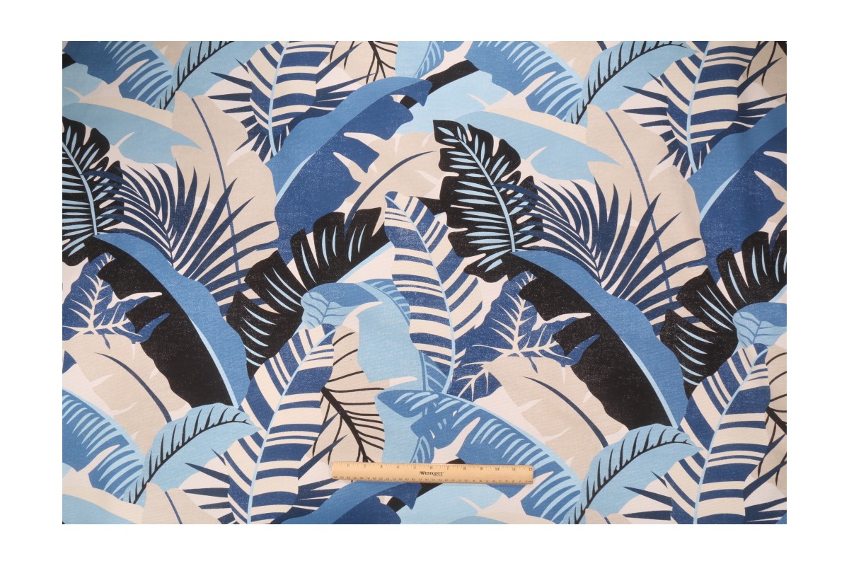 Tommy Bahama Palma Linda Printed Cotton Drapery Fabric in Azul