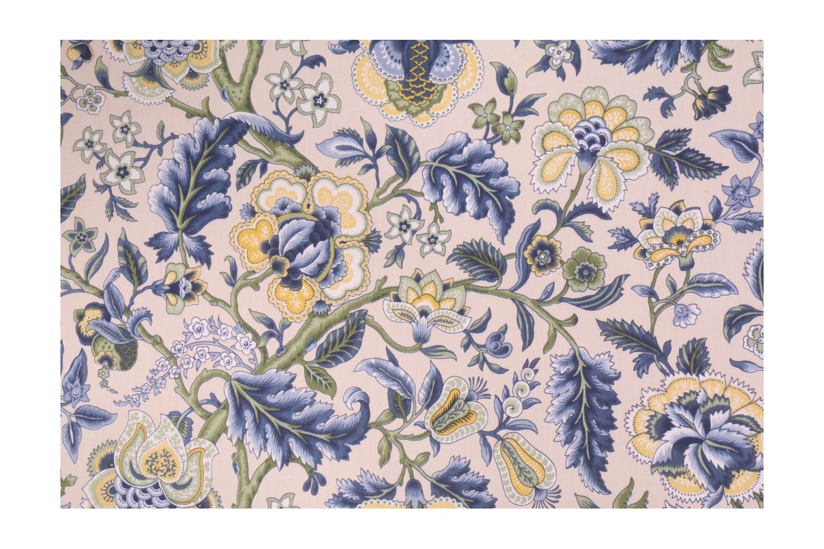 Waverly Imperial Dress Printed Floral Cotton Drapery Fabric in Blue