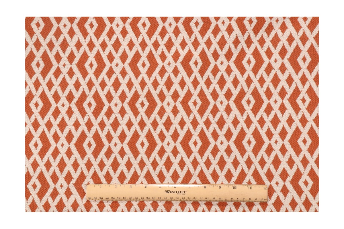 2.75 Yards Phifer Geobella Fretwork Woven Olefin Outdoor Fabric in Orange