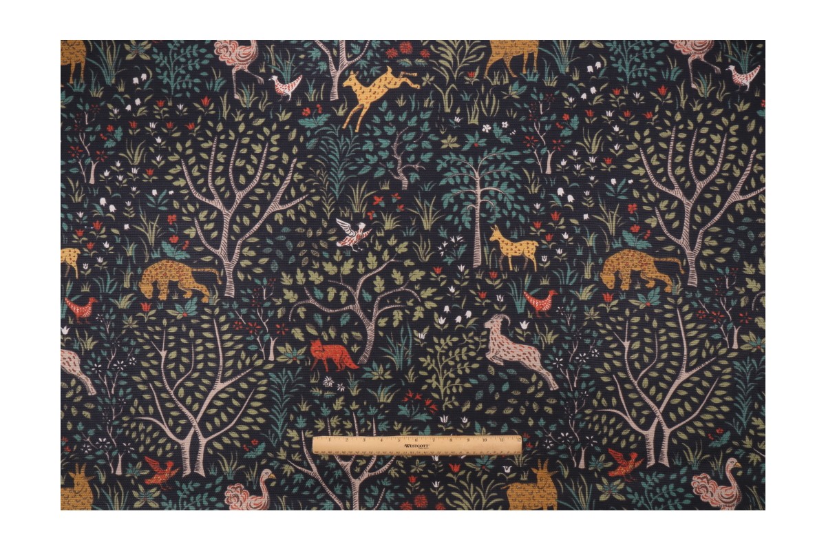 Robert Allen Folkland Printed Heavy Cotton Decorator Fabric in Admiral