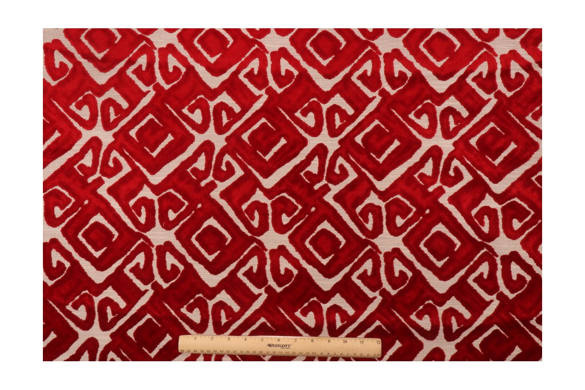 Hamilton Nola Velvet Upholstery Fabric in Scarlet