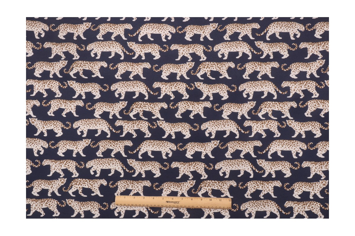 PK Lifestyles Tiger Walk Printed Polyester Outdoor Fabric in Navy