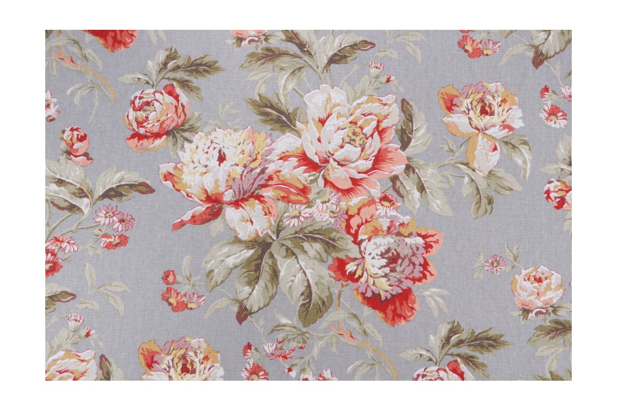 12 Yards Waverly Fleuretta Printed Cotton Drapery Fabric in Slate