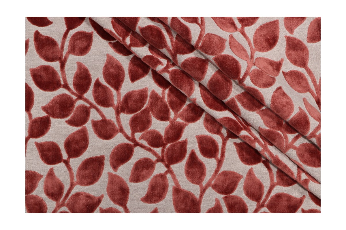 PK Lifestyles Lovely Leaf Velvet Upholstery Fabric in Cinnabar