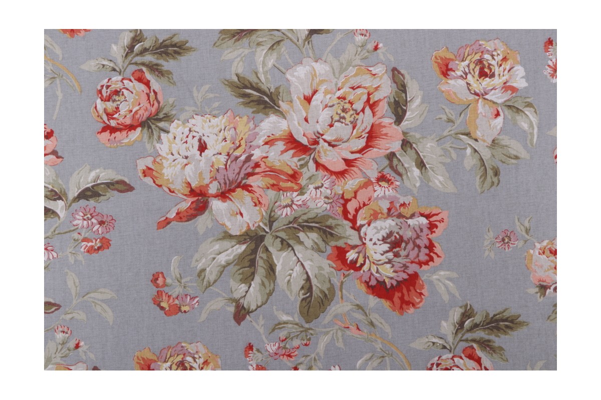 11 Yards Waverly Fleuretta Printed Cotton Drapery Fabric in Slate