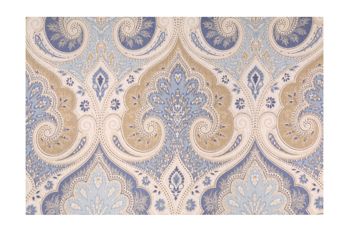 11.6 yards Designer Latika Printed Linen Drapery Fabric in Delta