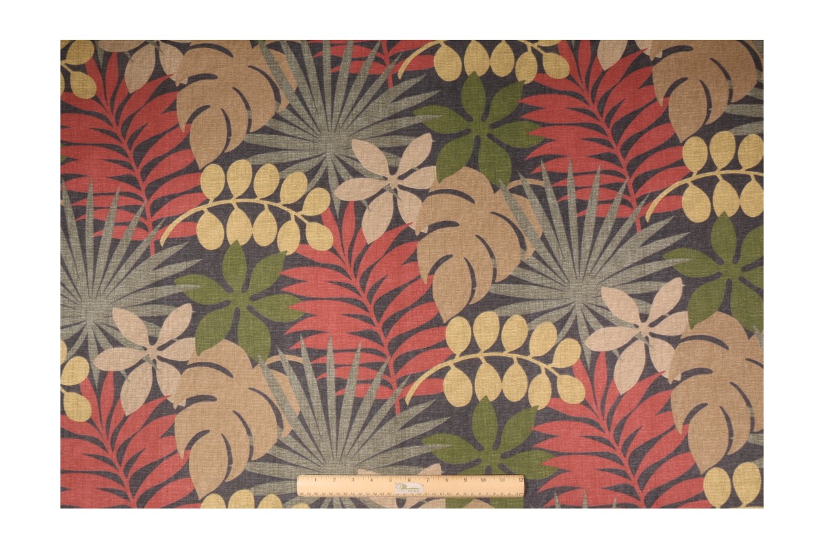 Waverly Palm Printed Cotton Drapery Fabric in Brick