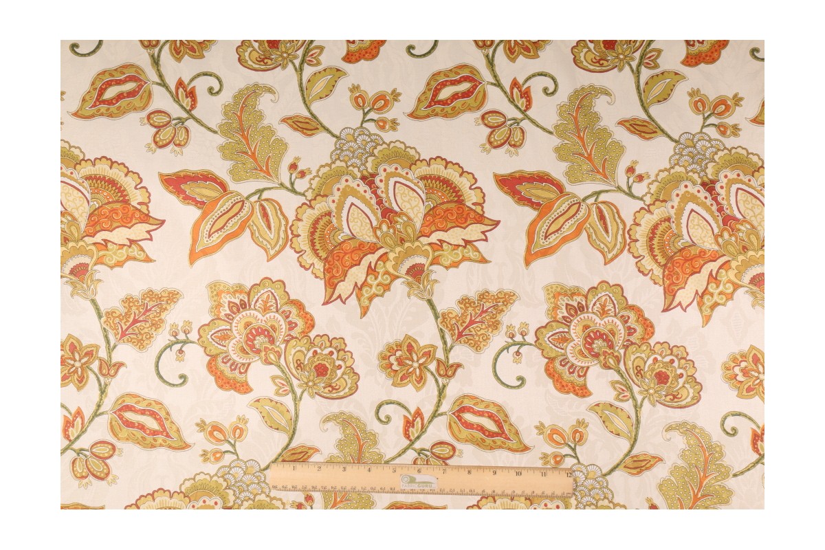 Valerian in Vanilla Printed Cotton Drapery Fabric by Mill Creek