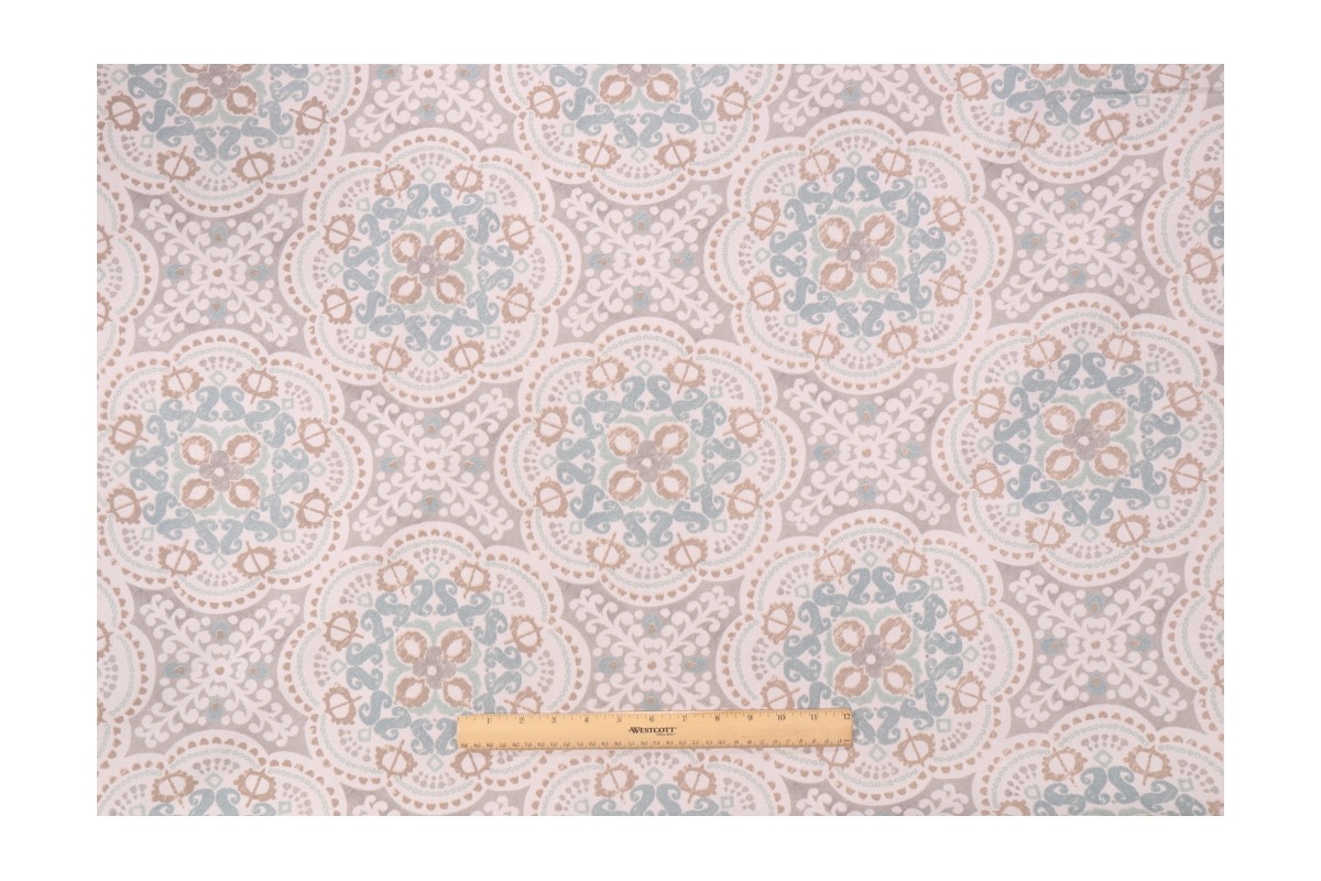 2.5 Yards Waverly Astrid Printed Cotton Drapery Fabric in Spa