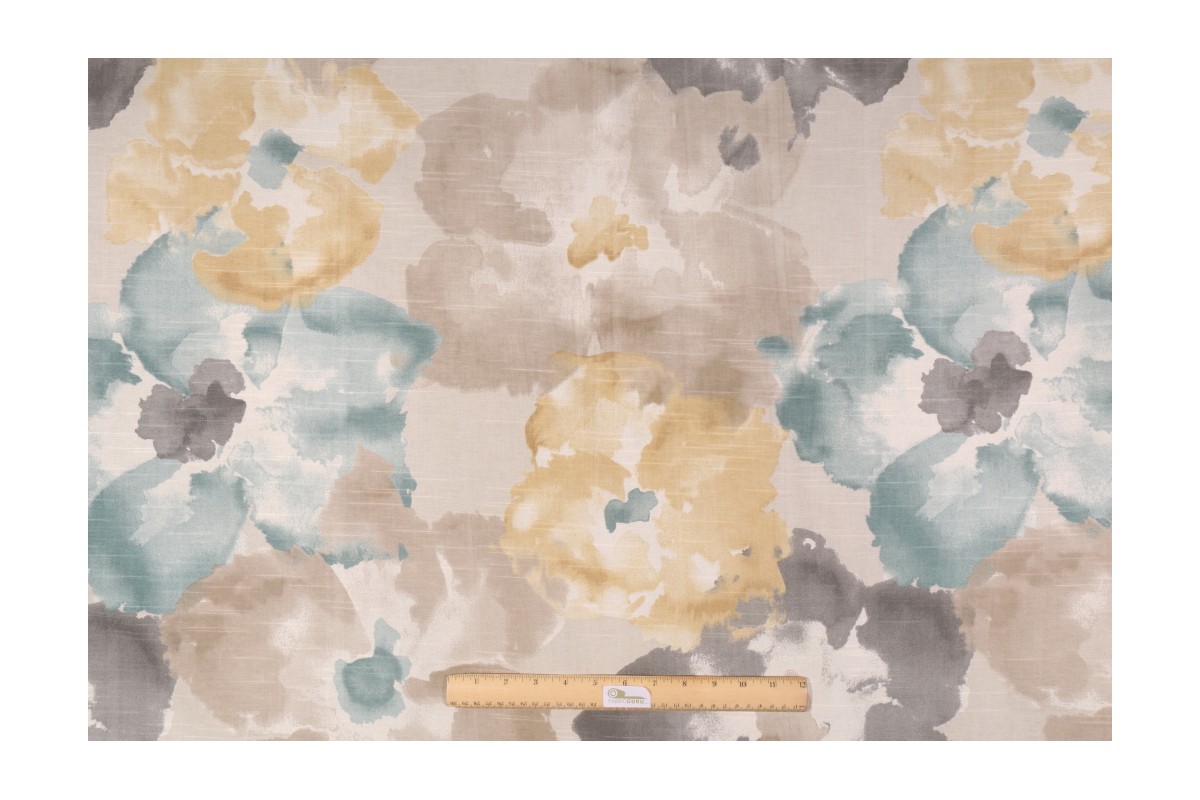 Robert Allen Aptura Floral Printed Cotton Drapery Fabric in Dew