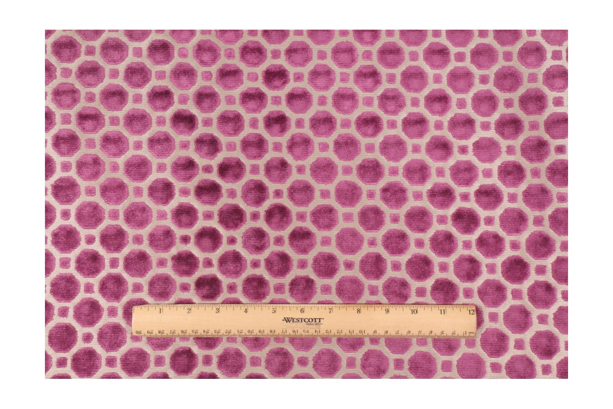 Robert Allen Velvet Geo Upholstery Fabric in Magenta