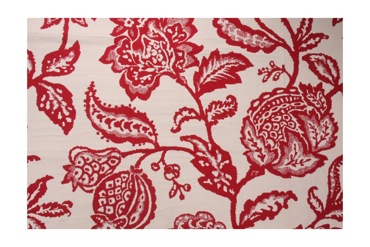 Robert Allen Jacobean Toss Woven Cotton Upholstery Fabric in Poppy