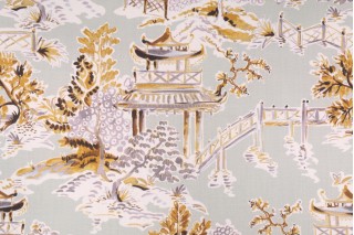 Hamilton Ming Printed Cotton Drapery Fabric in Goldenrod 