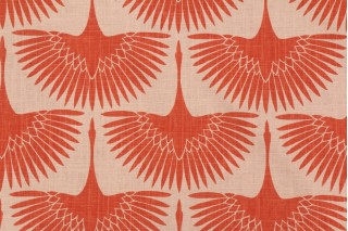 Genevieve Gorder Flock Circa Printed Linen Blend Drapery Fabric in Tigerlily 