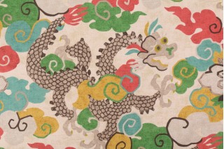 Kaufmann Magic Dragon Printed Cotton Drapery Fabric in Firecracker 
