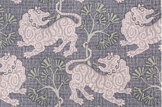 Kaufmann Lion Dance Printed Cotton Drapery Fabric in Indigo 