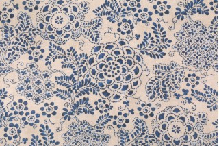 Kaufmann Ruolan Printed Cotton Blend Drapery Fabric in Persian Blue