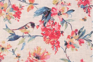 Covington Larissa Printed Linen Blend Drapery Fabric in 541-Blueberry 