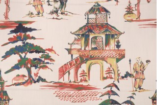 Hamilton Chou Printed Cotton Drapery Fabric in Multi 
