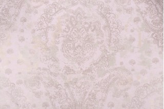 Kaufmann Opalescent Damask Printed Cotton Drapery Fabric in Haze 