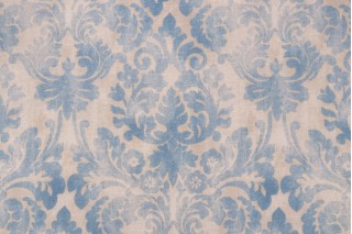 Waverly Vintage Essence Printed Cotton Drapery Fabric in Chambray 